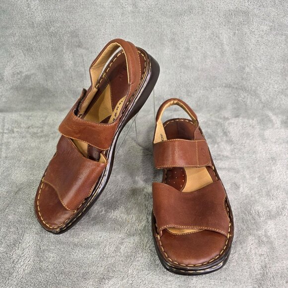 Womens Born Brown Leather Sandals Adjustable Straps Comfortable Casual Size 8 - Picture 2 of 8